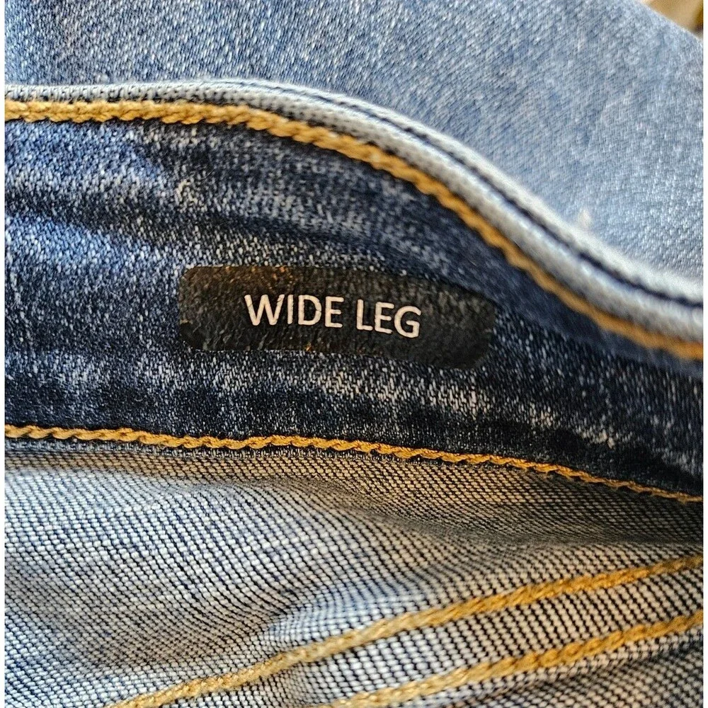 JUDY BLUE High Waist Destroy Wide Leg Jeans 14W Medium Wash Raw Hem Distressed